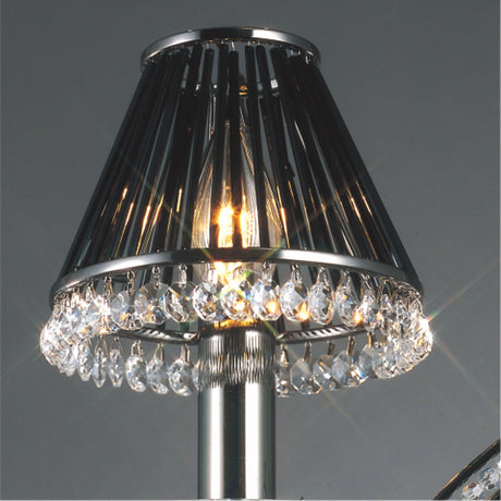 Crystal Clip-On Crystal Lampshade With Black Glass Rods - Black Chrome