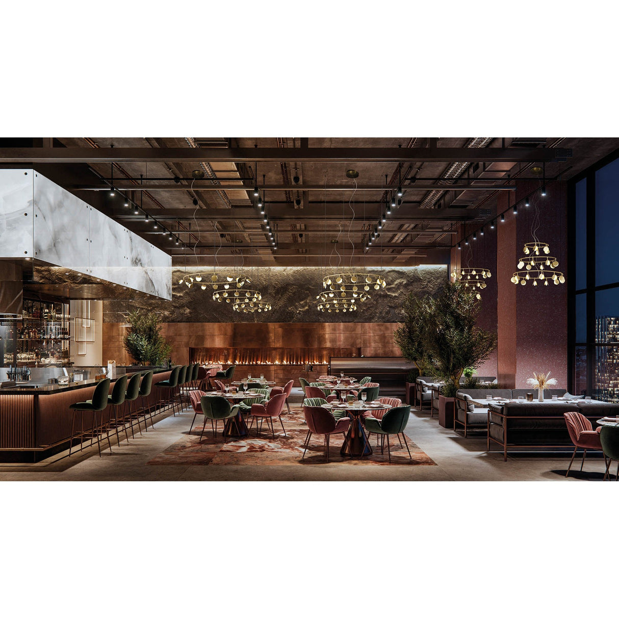 Shell 106cm Round LED Suspension Light 60W 3000K - Gold