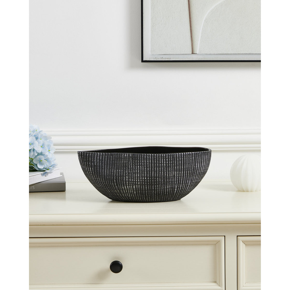 Shiguhe Ceramic Decorative Bowl 26.2 x 9.7cm - Black & Silver