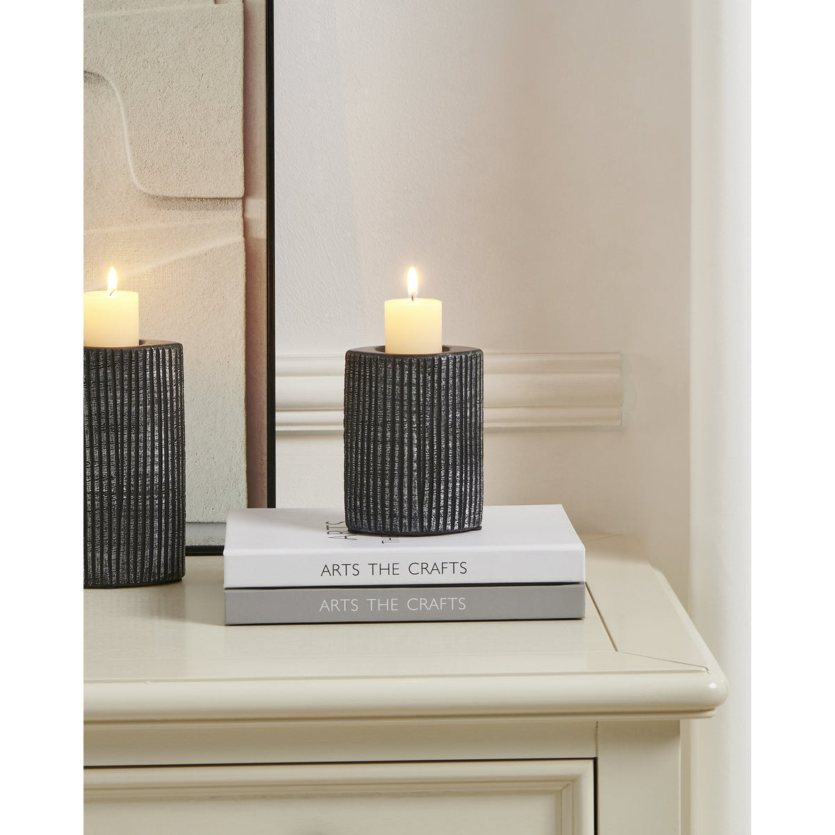 Shiguhe Ceramic Tealight Holder 12cm - Black & Silver