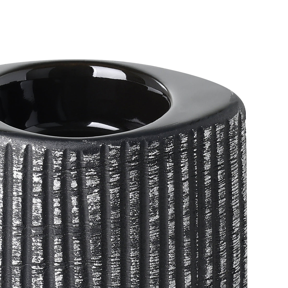 Shiguhe Ceramic Tealight Holder 12cm - Black & Silver
