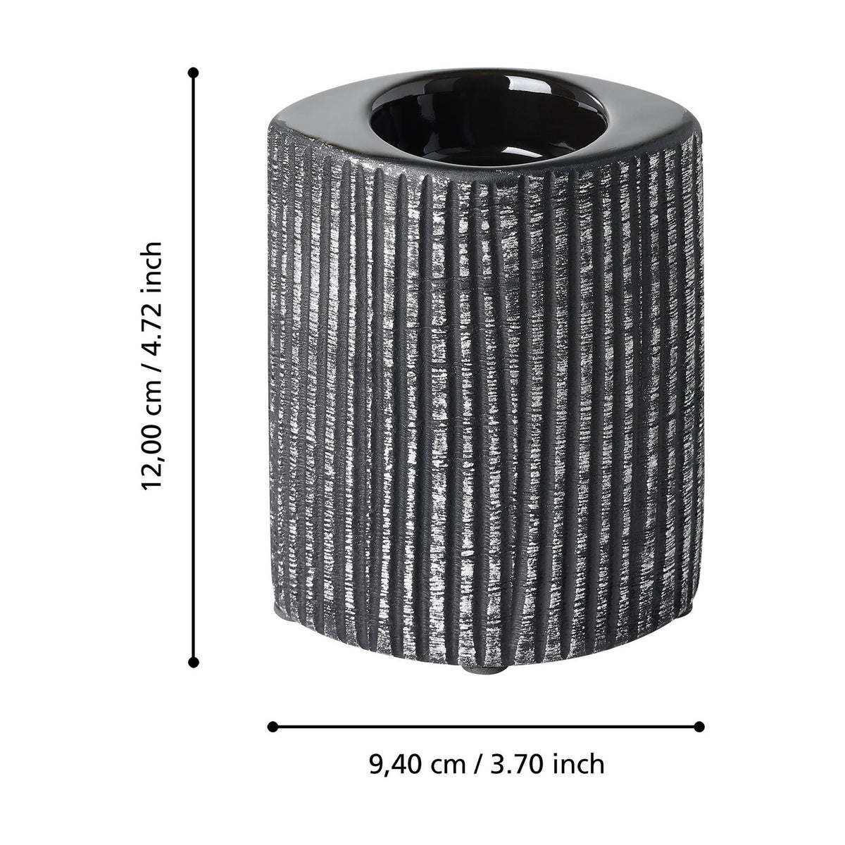 Shiguhe Ceramic Tealight Holder 12cm - Black & Silver