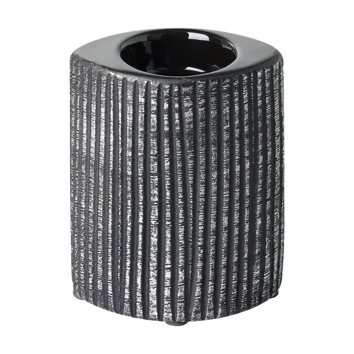 Shiguhe Ceramic Tealight Holder 12cm - Black & Silver