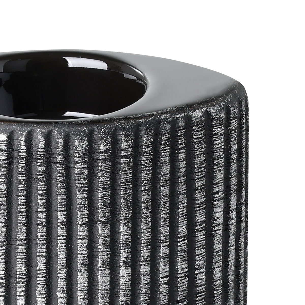 Shiguhe Ceramic Tealight Holder 16.5cm - Black & Silver