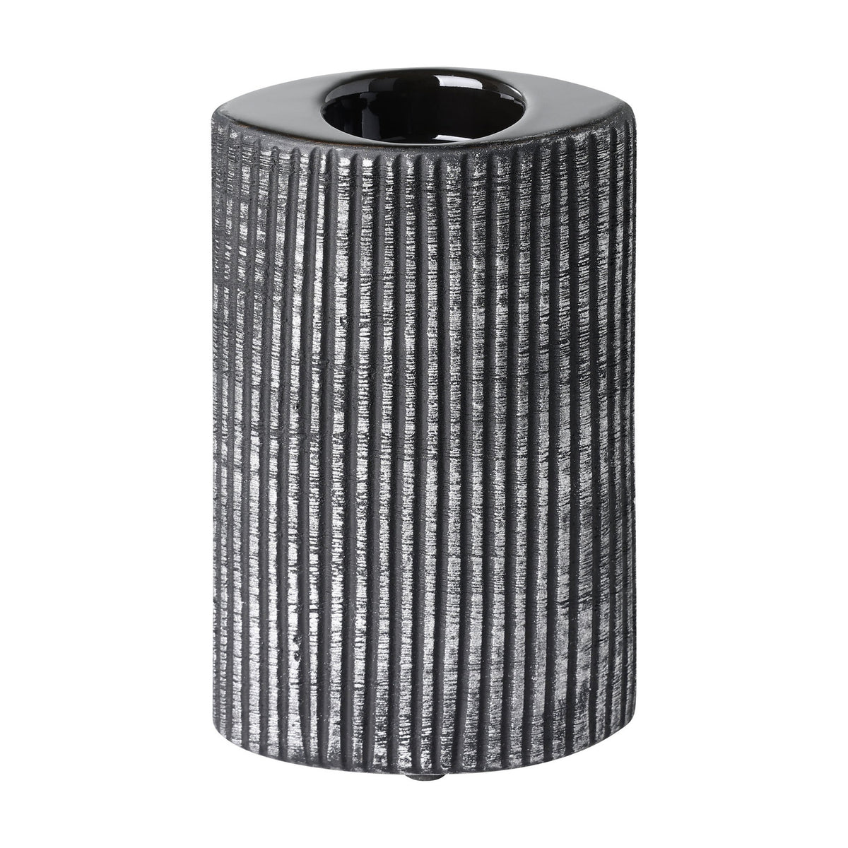 Shiguhe Ceramic Tealight Holder 16.5cm - Black & Silver