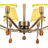 Siena 75cm 8 Light Amber Crystal Chandelier - Brass With Amber Shades