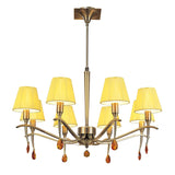 Siena 75cm 8 Light Amber Crystal Chandelier - Brass With Amber Shades