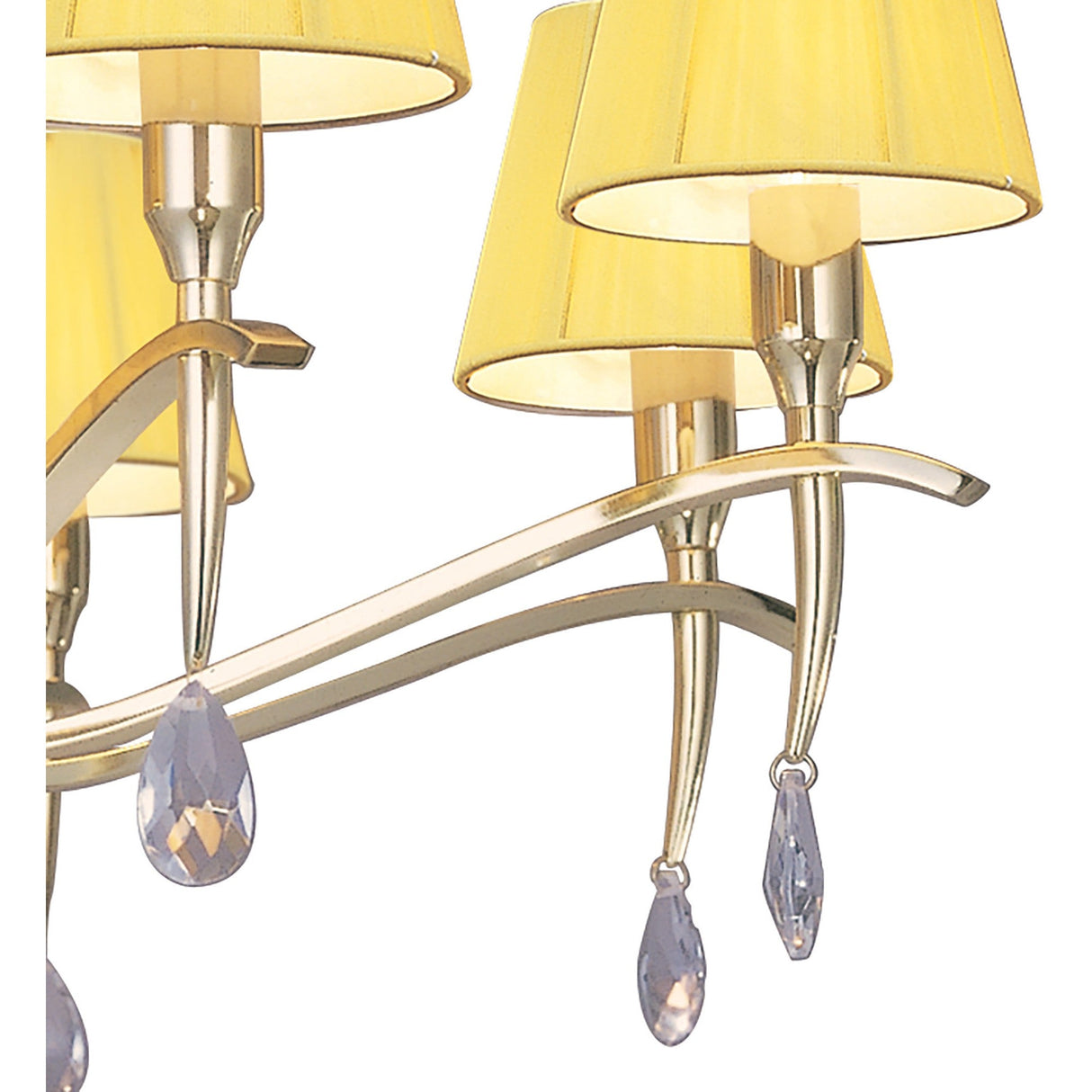 Siena 75cm 8 Light Chrome Crystal Chandelier - Brass With Amber Shades