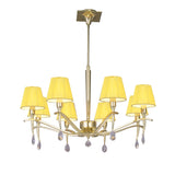 Siena 75cm 8 Light Chrome Crystal Chandelier - Brass With Amber Shades