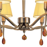 Siena 63cm 6 Light Amber Crystal Chandelier - Brass With Amber Shades