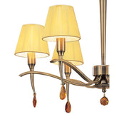 Siena 63cm 6 Light Amber Crystal Chandelier - Brass With Amber Shades