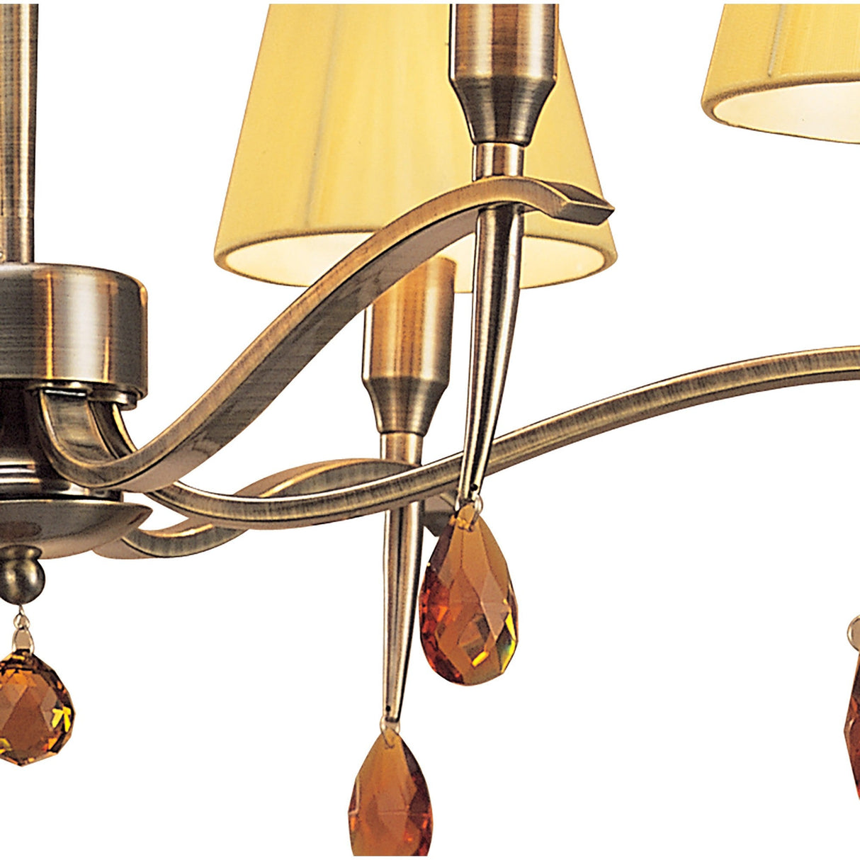 Siena 63cm 6 Light Amber Crystal Chandelier - Brass With Amber Shades