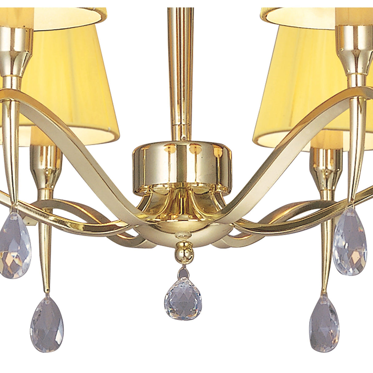 Siena 63cm 6 Light Chrome Crystal Chandelier - Brass With Amber Shades