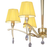 Siena 63cm 6 Light Chrome Crystal Chandelier - Brass With Amber Shades
