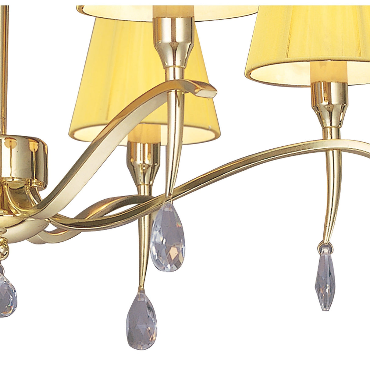 Siena 63cm 6 Light Chrome Crystal Chandelier - Brass With Amber Shades