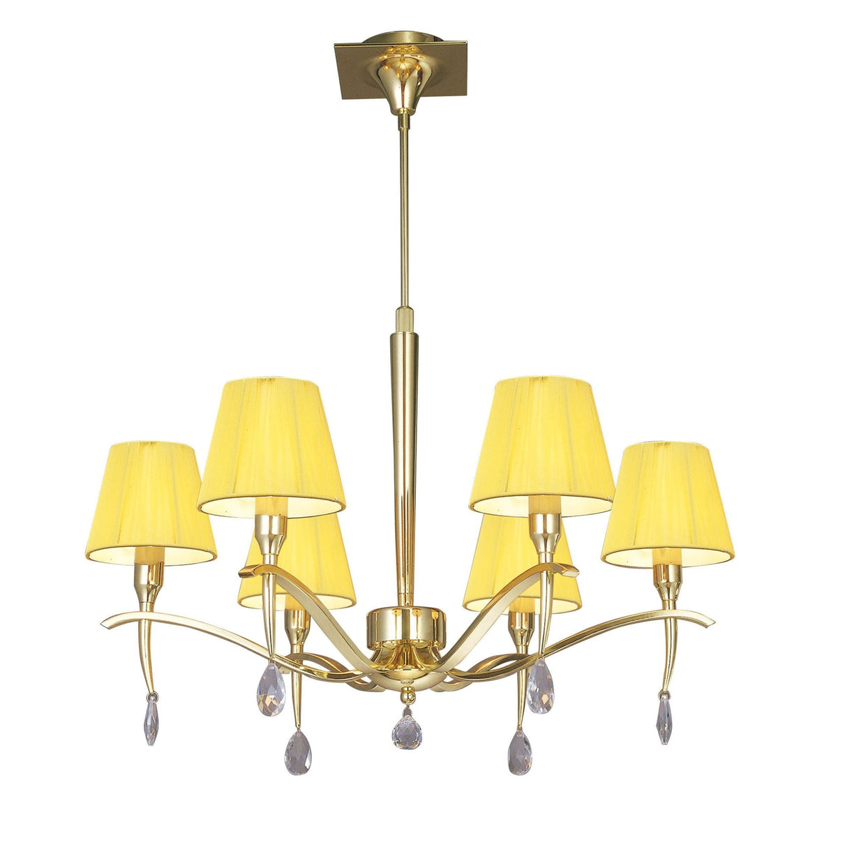 Siena 63cm 6 Light Chrome Crystal Chandelier - Brass With Amber Shades