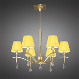 Siena 63cm 6 Light Chrome Crystal Chandelier - Brass With Amber Shades