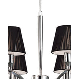 Siena 63cm 6 Light Black Crystal Chandelier - Chrome With Black Shades