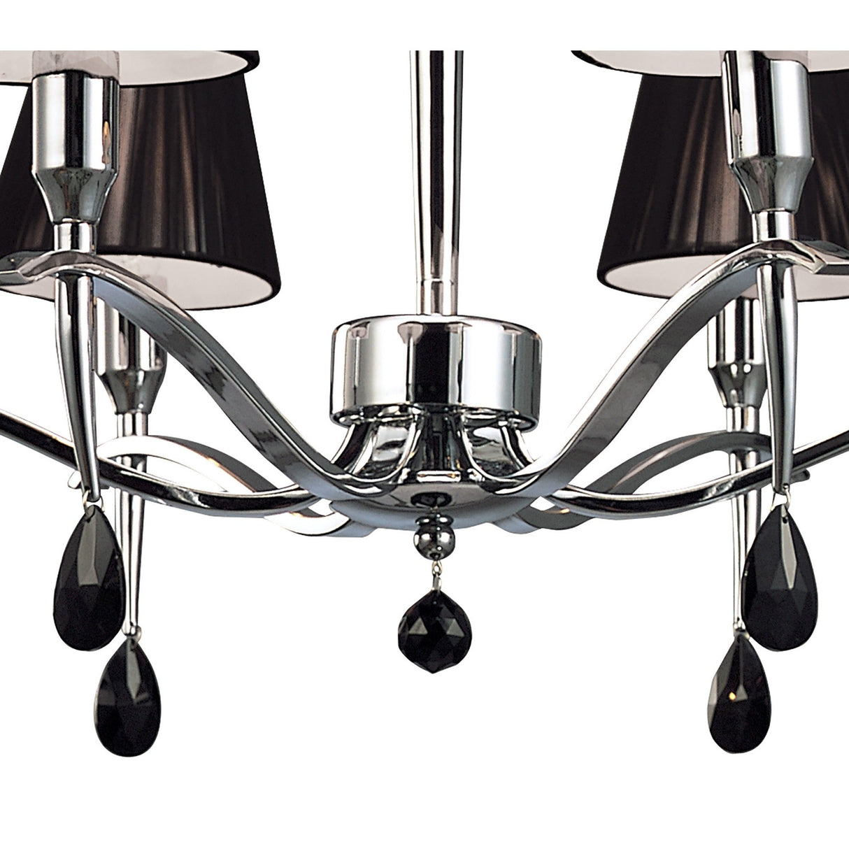 Siena 63cm 6 Light Black Crystal Chandelier - Chrome With Black Shades