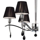 Siena 63cm 6 Light Black Crystal Chandelier - Chrome With Black Shades