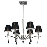 Siena 63cm 6 Light Black Crystal Chandelier - Chrome With Black Shades
