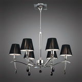 Siena 63cm 6 Light Black Crystal Chandelier - Chrome With Black Shades