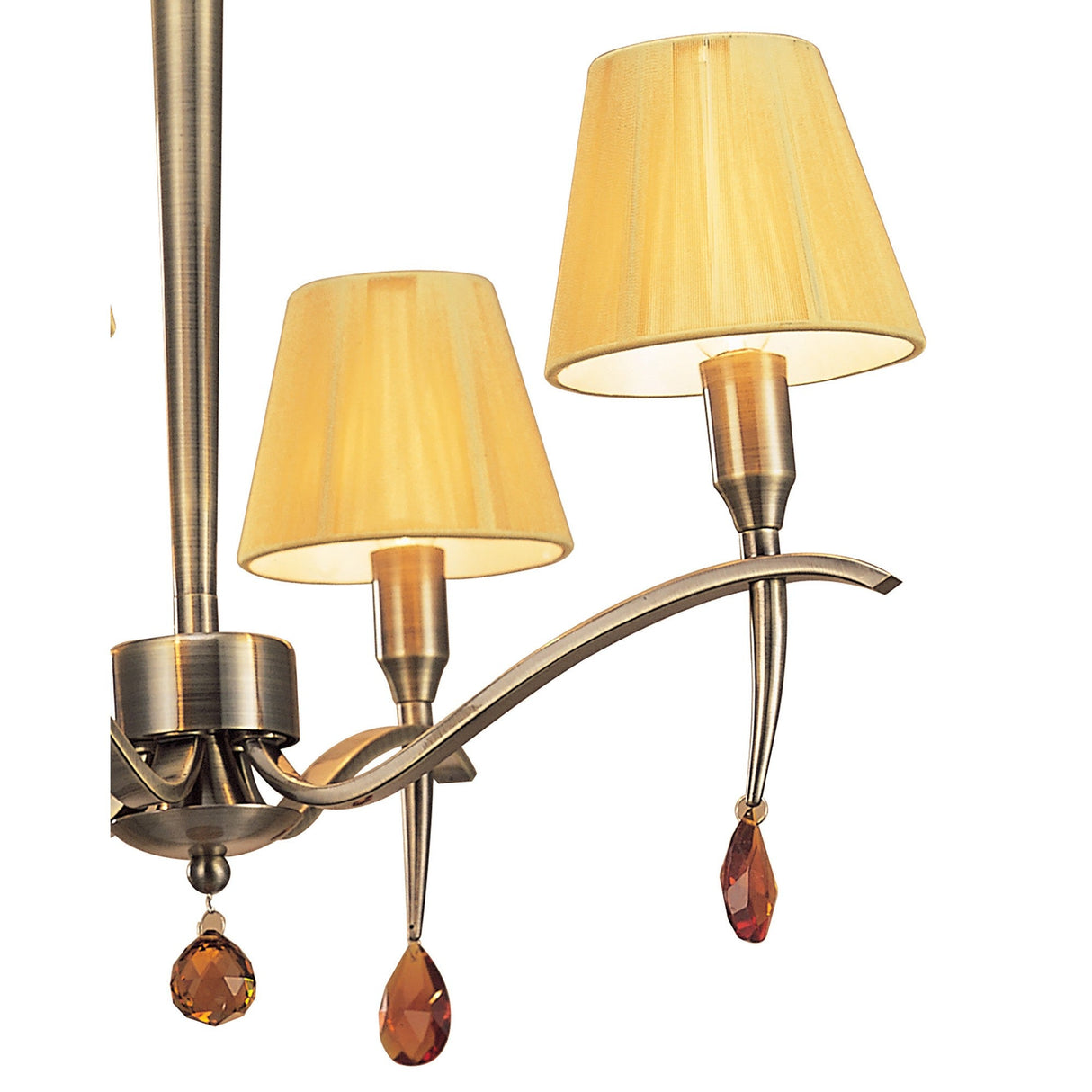 Siena  55cm 4 Light Amber Crystal Chandelier - Brass With Amber Shades