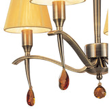 Siena  55cm 4 Light Amber Crystal Chandelier - Brass With Amber Shades