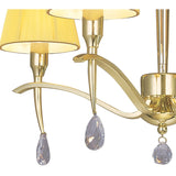 Siena 55cm 4 Light Chrome Crystal Chandelier - Brass With Amber Shades