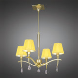 Siena 55cm 4 Light Chrome Crystal Chandelier - Brass With Amber Shades