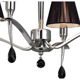 Siena 55cm 4 Light Black Crystal Chandelier - Chrome With Black Shades