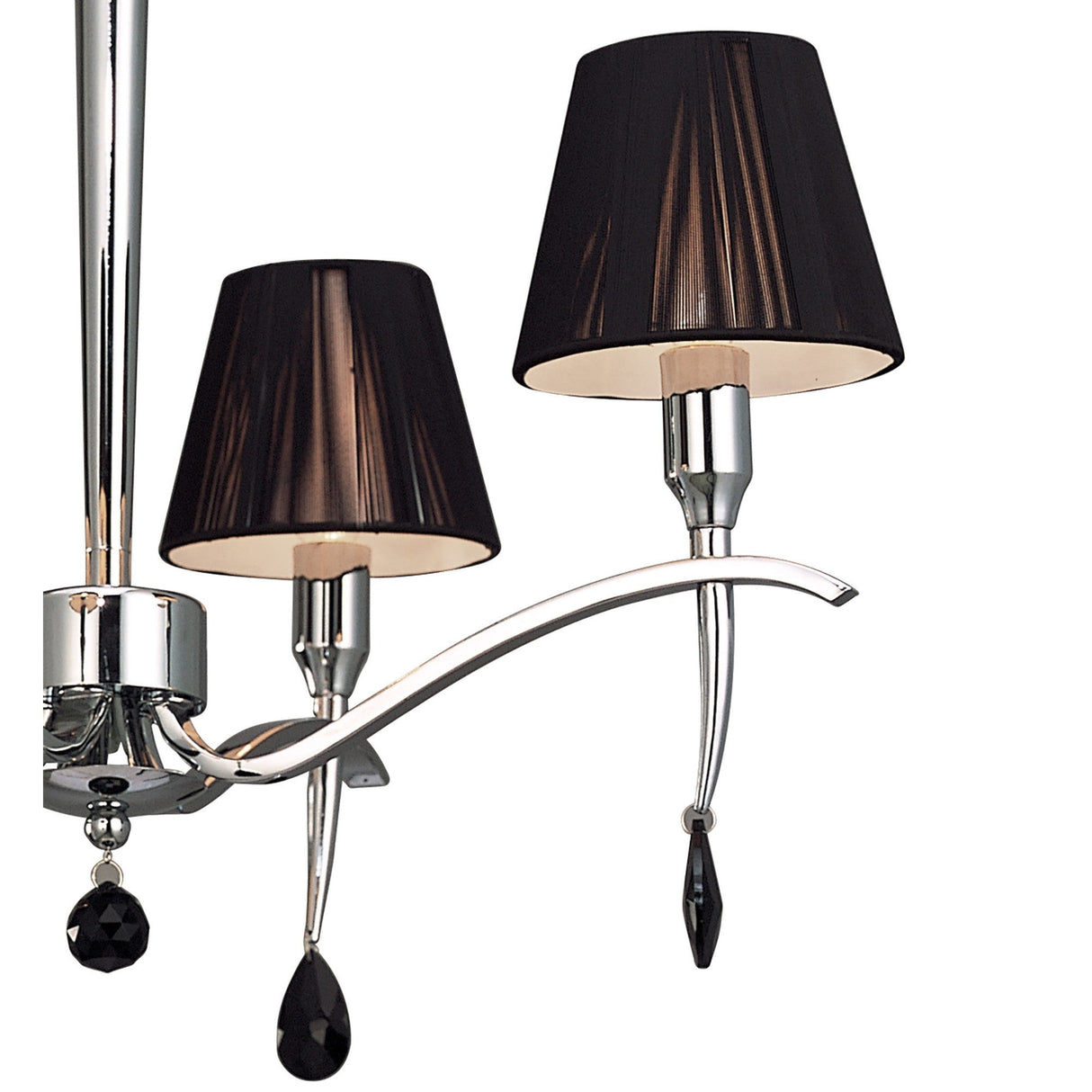 Siena 55cm 4 Light Black Crystal Chandelier - Chrome With Black Shades