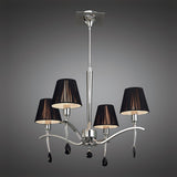 Siena 55cm 4 Light Black Crystal Chandelier - Chrome With Black Shades
