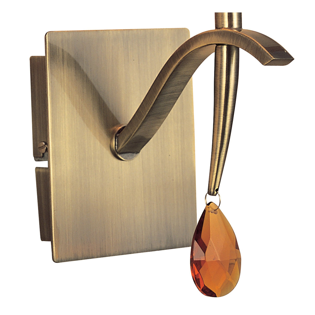 Siena Right 1 Light Crystal Wall Light With Switch - Brass With Amber Shade