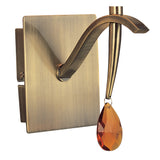 Siena Right 1 Light Crystal Wall Light With Switch - Brass With Amber Shade