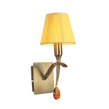 Siena Right 1 Light Crystal Wall Light With Switch - Brass With Amber Shade