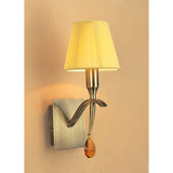Siena Right 1 Light Crystal Wall Light With Switch - Brass With Amber Shade