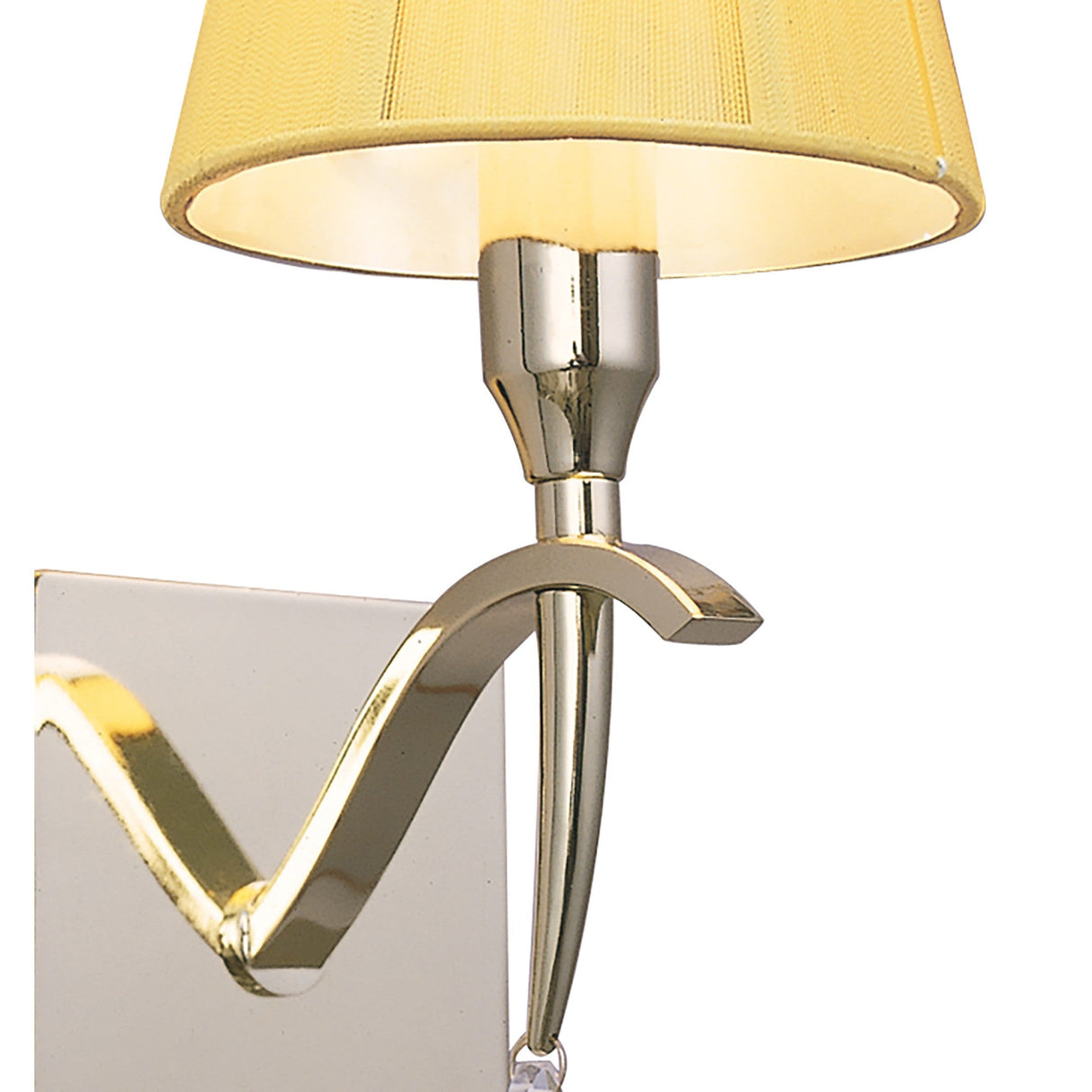 Siena LEft 1 Light Crystal Wall Light With Switch - Brass With Amber Shade