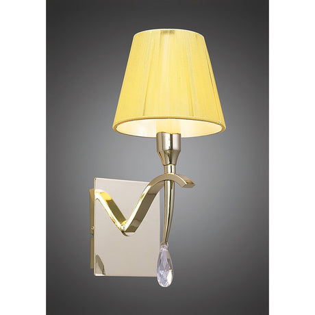 Siena LEft 1 Light Crystal Wall Light With Switch - Brass With Amber Shade