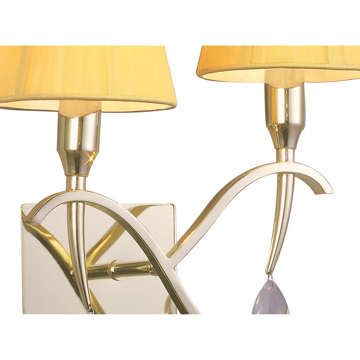 Siena 2 Light Crystal Wall Light With Switch - Brass With Amber Shades