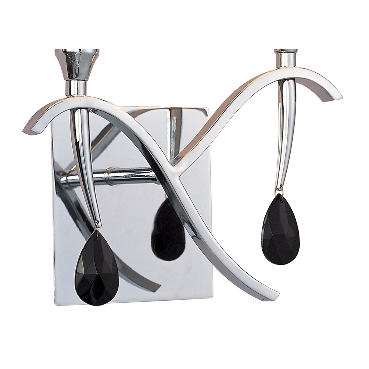 Siena 2 Light Crystal Wall Light With Switch - Chrome With Black Shades