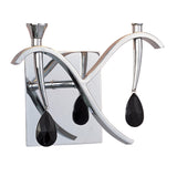 Siena 2 Light Crystal Wall Light With Switch - Chrome With Black Shades
