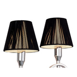 Siena 2 Light Crystal Wall Light With Switch - Chrome With Black Shades