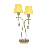 Siena 2 Light Crystal Table Lamp - Polished Brass With Amber Shades