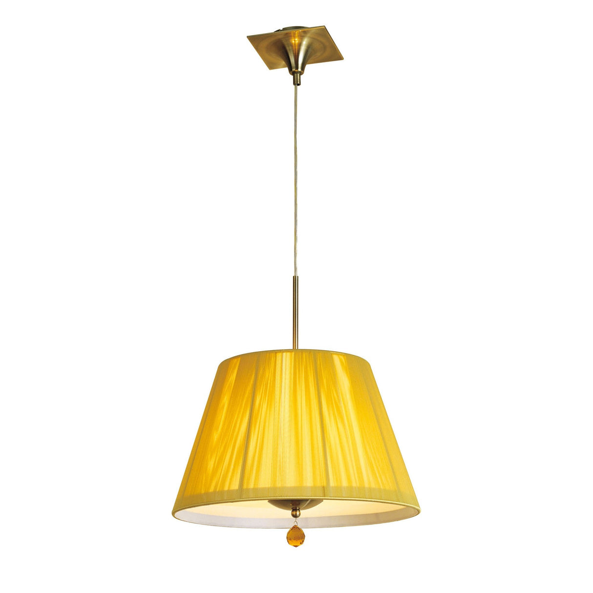 Siena 40cm 1 Light Crystal Pendant Light - Antique Brass & Amber
