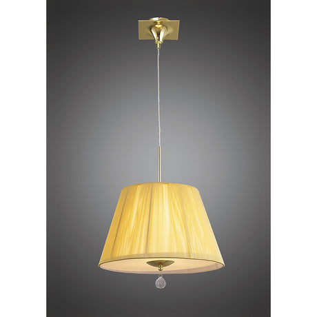 Siena 40cm 1 Light Crystal Pendant Light - Polished Brass & Amber