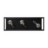 Silentina 3 Light Ceiling Light in black steel, rectangular open frame with three adjustable E27 spotlight heads, shown on a plain white background.
