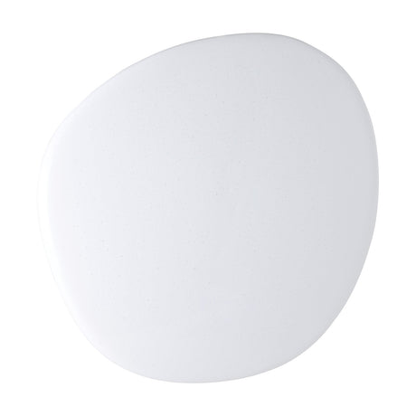 Sileras LED Flush Ceiling Light 45cm in white, a pebble-shaped fixture with a softly irregular outline and speckled plastic diffuser, shown on a plain white background.