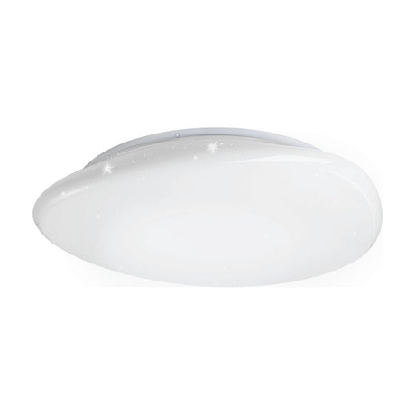 Sileras LED Flush Ceiling Light 45cm in white, pebble-shaped with a softly rounded outline and crystal-effect plastic diffuser, shown on a plain white background.
