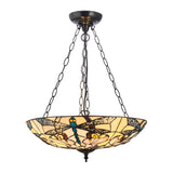 Wrenfield Large 3 Light Tiffany Inverted Pendant - Multicoloured